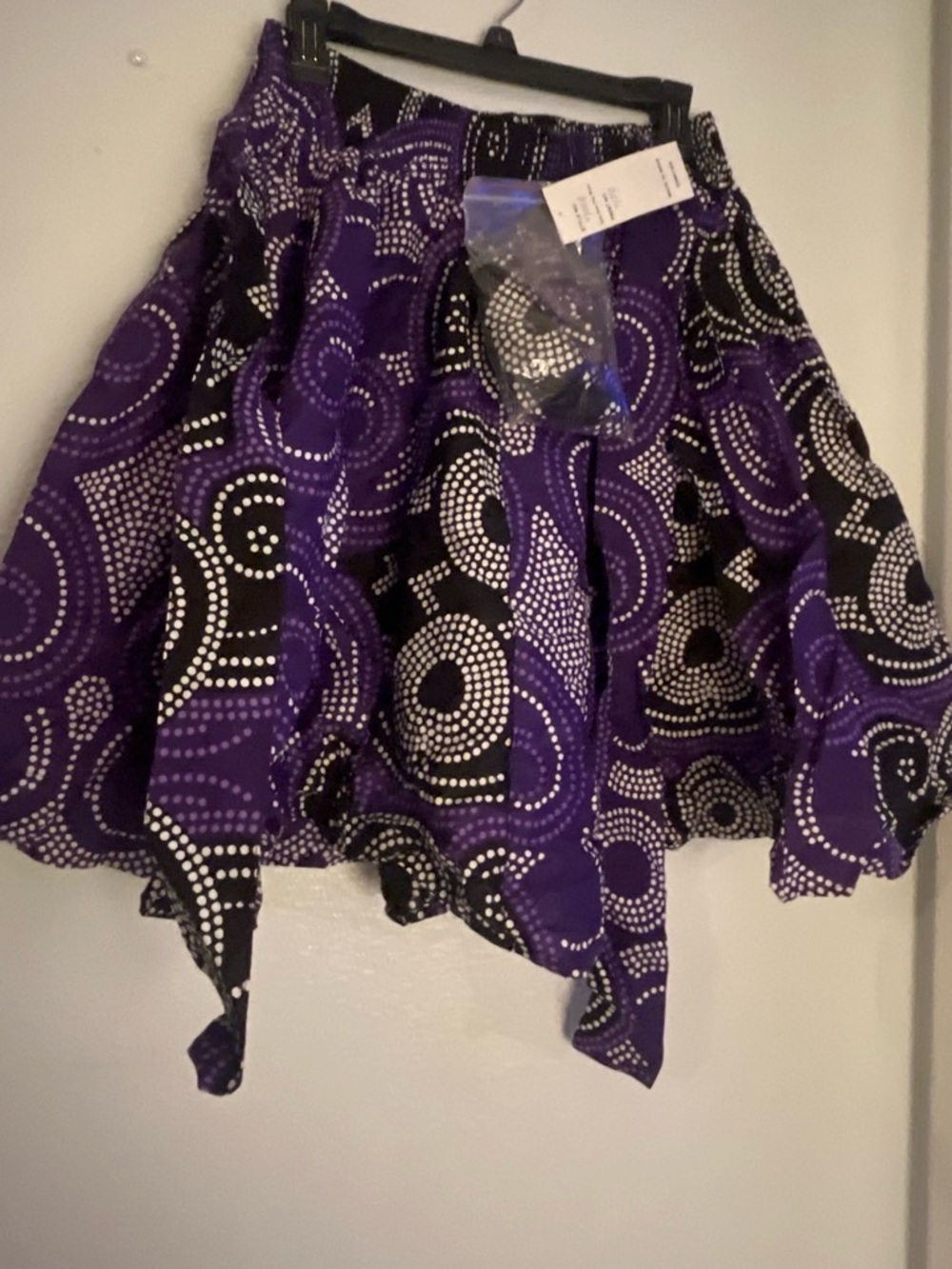 Asymmetrical Purple Patterned Skirt comes with matching headband